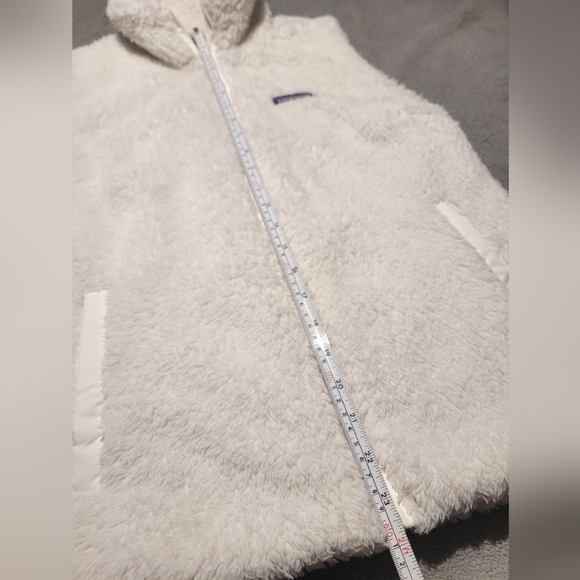 Patagonia Vest Women’s Large White Fleece Los Gatos Full Zip Pockets Faux Fur - Picture 4 of 5